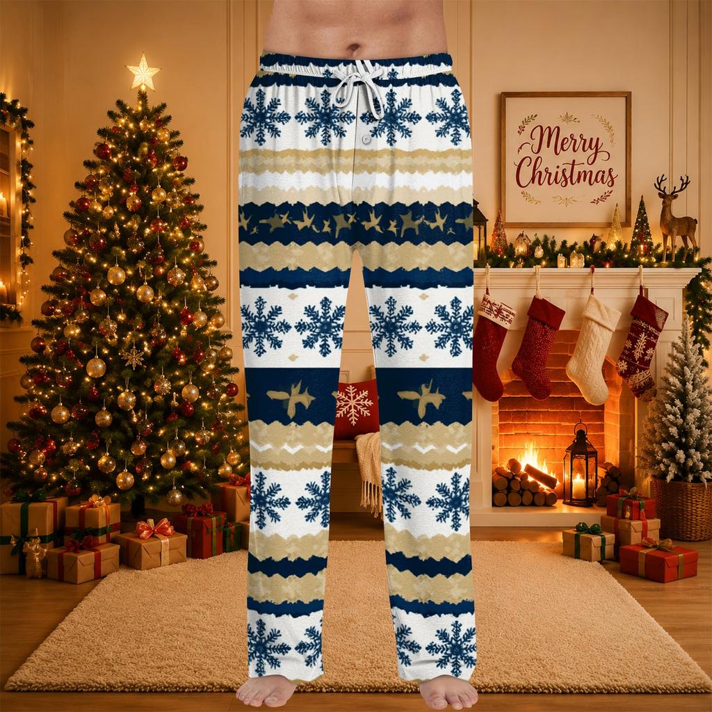 Men's Christmas Print Cozy Pajama Pants Holiday Sleepwear Bottoms for Winter