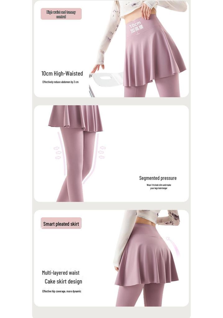 Two-Piece Look Leggings: Hip-Covering, Slimming Yoga Pants for Spring/Autumn 2026