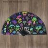 1PCS Chinese Kung Fu Fan UV Ink Printing Fluorescent Fan Bamboo Bone Folding Fan For Festival Dance Diso Party