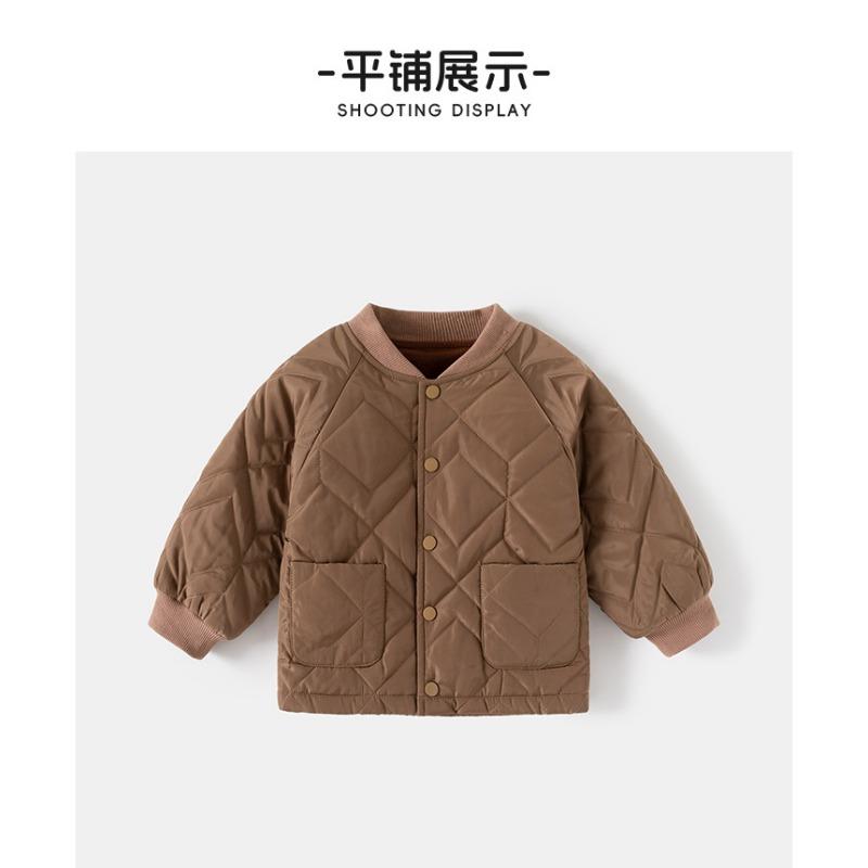 Casual Solid Color Stand Collar Boys Kids Winter Padded Outwear Coat