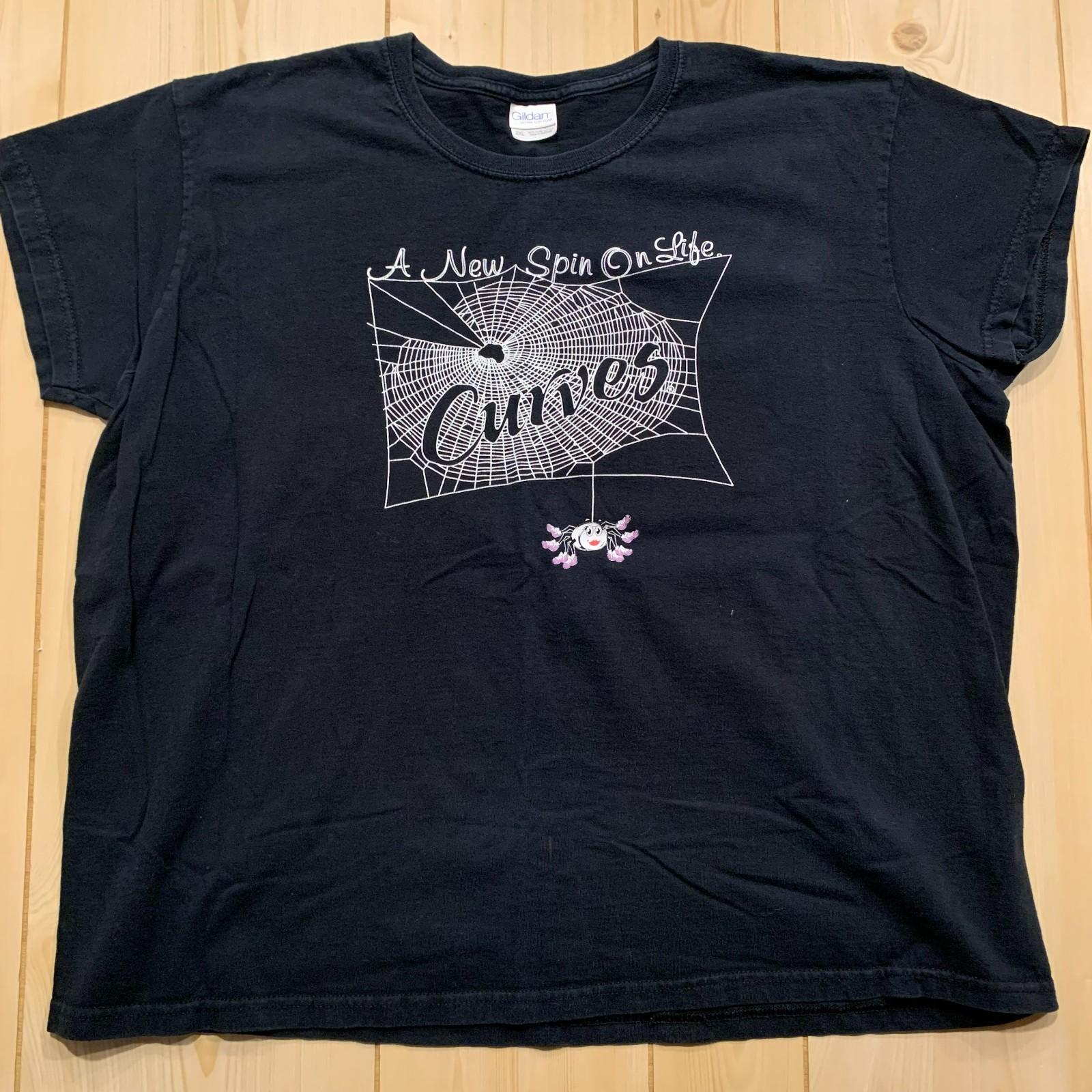 Vintage Y2K Curves Gym Halloween Spider Web Spooky Women s T-Shirt Size 2XL XXL Unisex T-Shirt XL