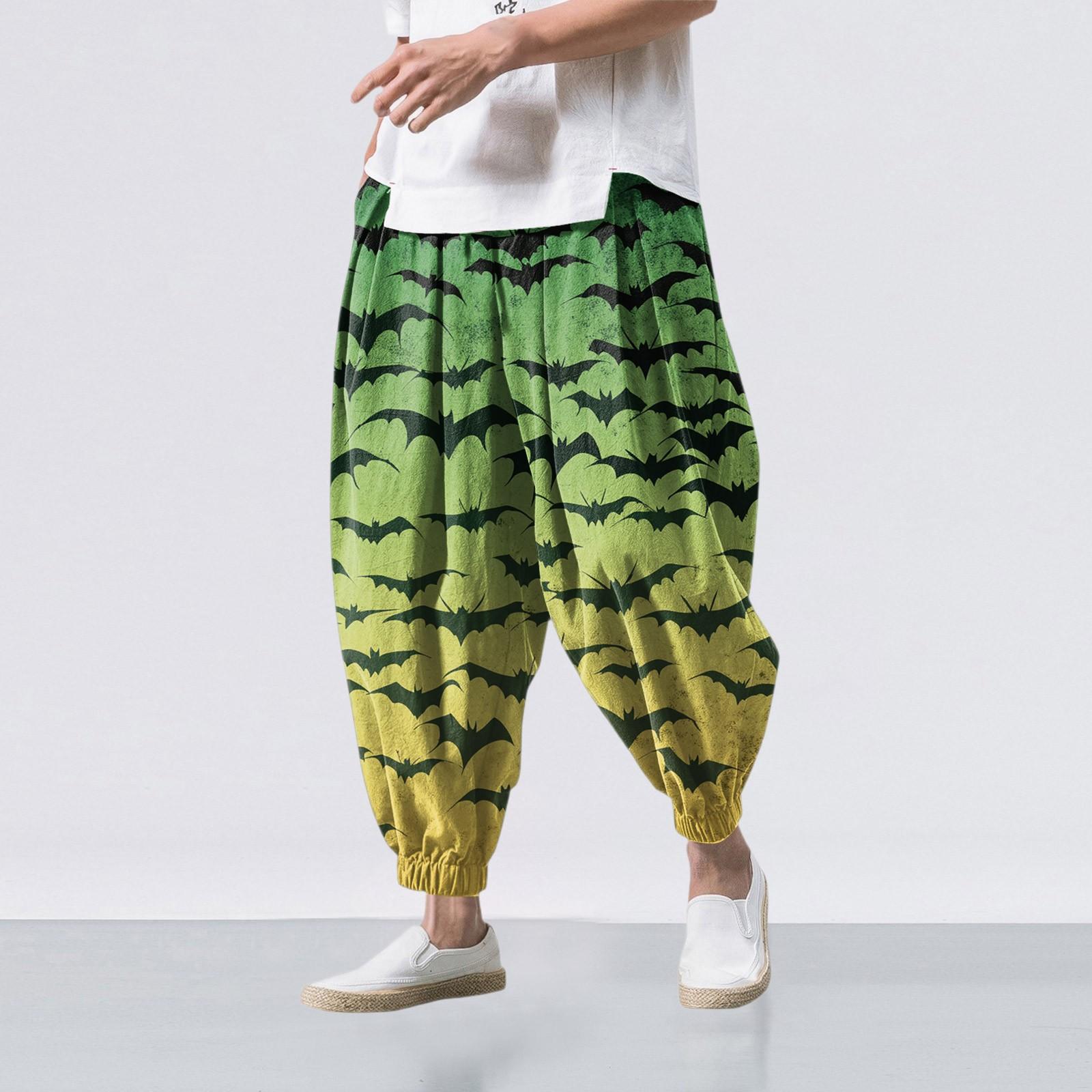 

Принт на Хэллоуин - Повседневные брюки широкого кроя, Мужские свободные повседневные брюки M зелёный