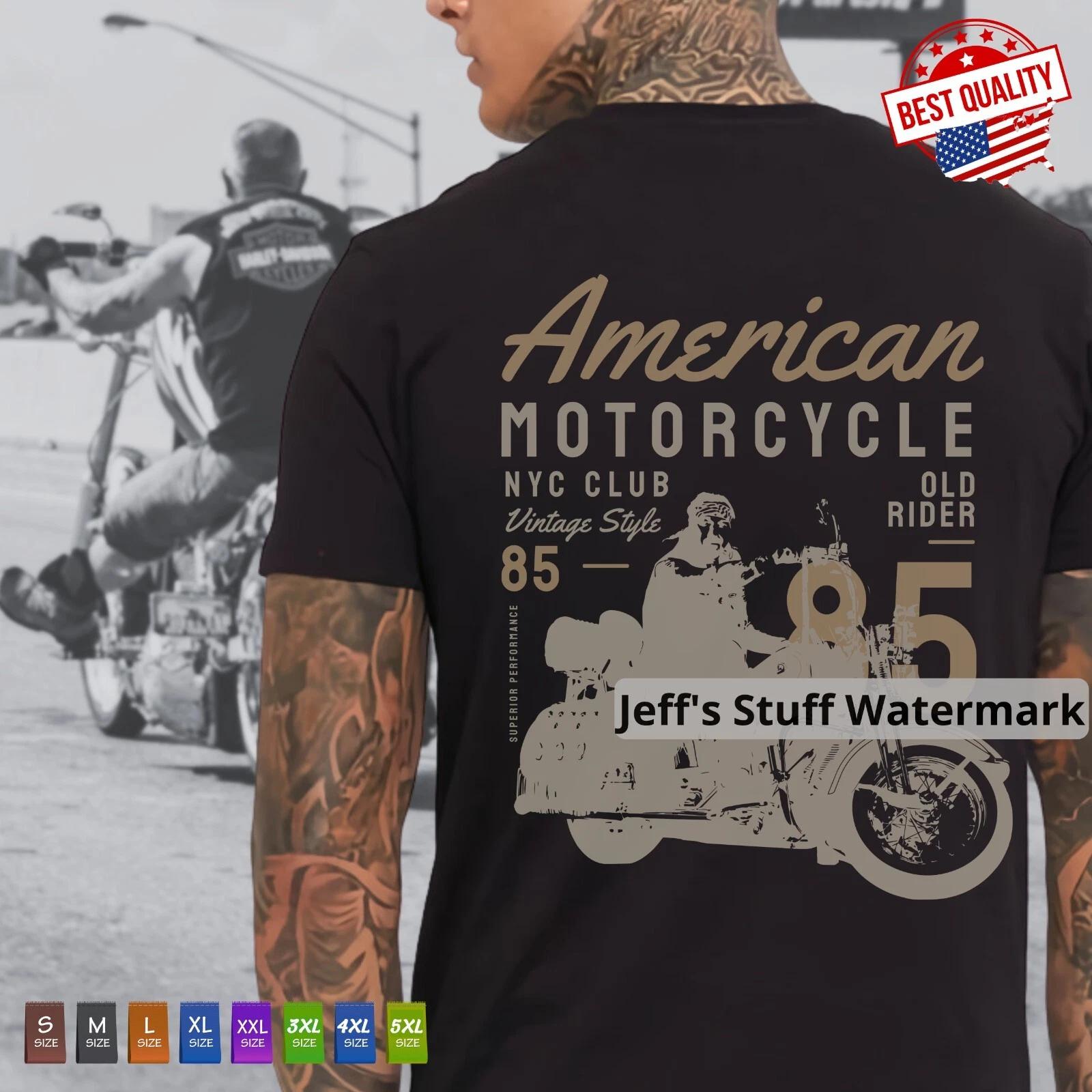 American Motorcycle Vintage Style T-Shirt Retro Biker Tee NYC Club, Old School L
