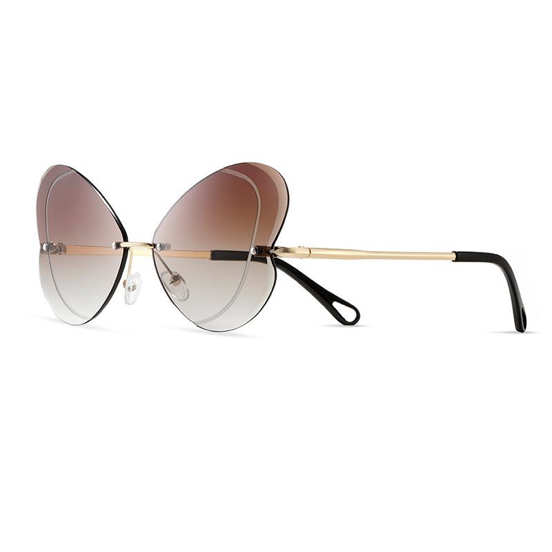 Butterfly Frameless Gradual Change Sunglasses Women Travel Street Shot Fresh And Sweet Decorative Sunglasses