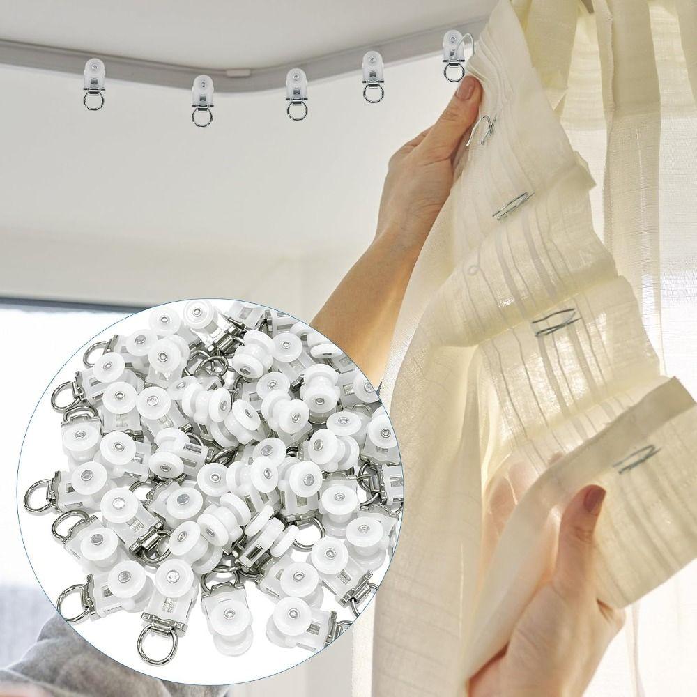 10pcs 15mm Curtain Rail Pulleys Smooth Glide Curtain Runners Curtain Gliders Ceiling Track