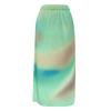 2025 Gradient A-Line Midi Skirt: High-Waisted, Fish Scale Print, Pleated Design