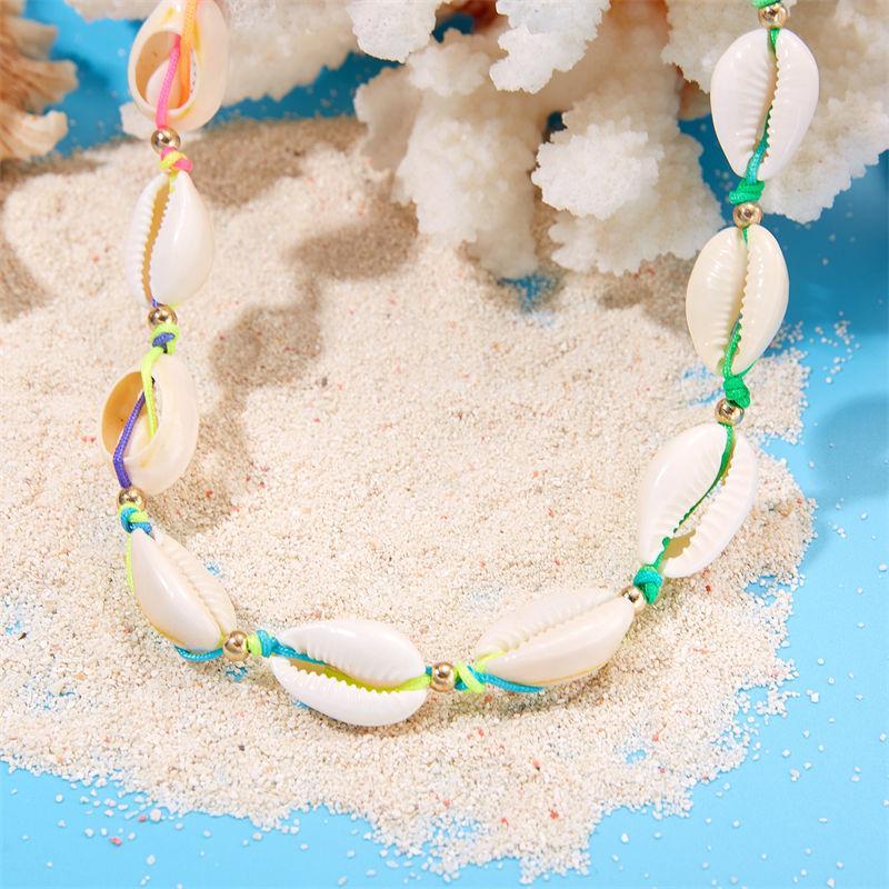 Damenmode Natürliche Muschel Geflochtenes Armband Halskette Böhmen Frauen Strandstil Schmuckset