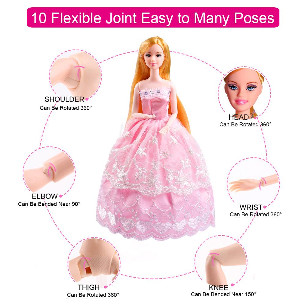 Children's Dressup Wardrobe Wedding Dress Doll Playing House Toy Birthday Gift