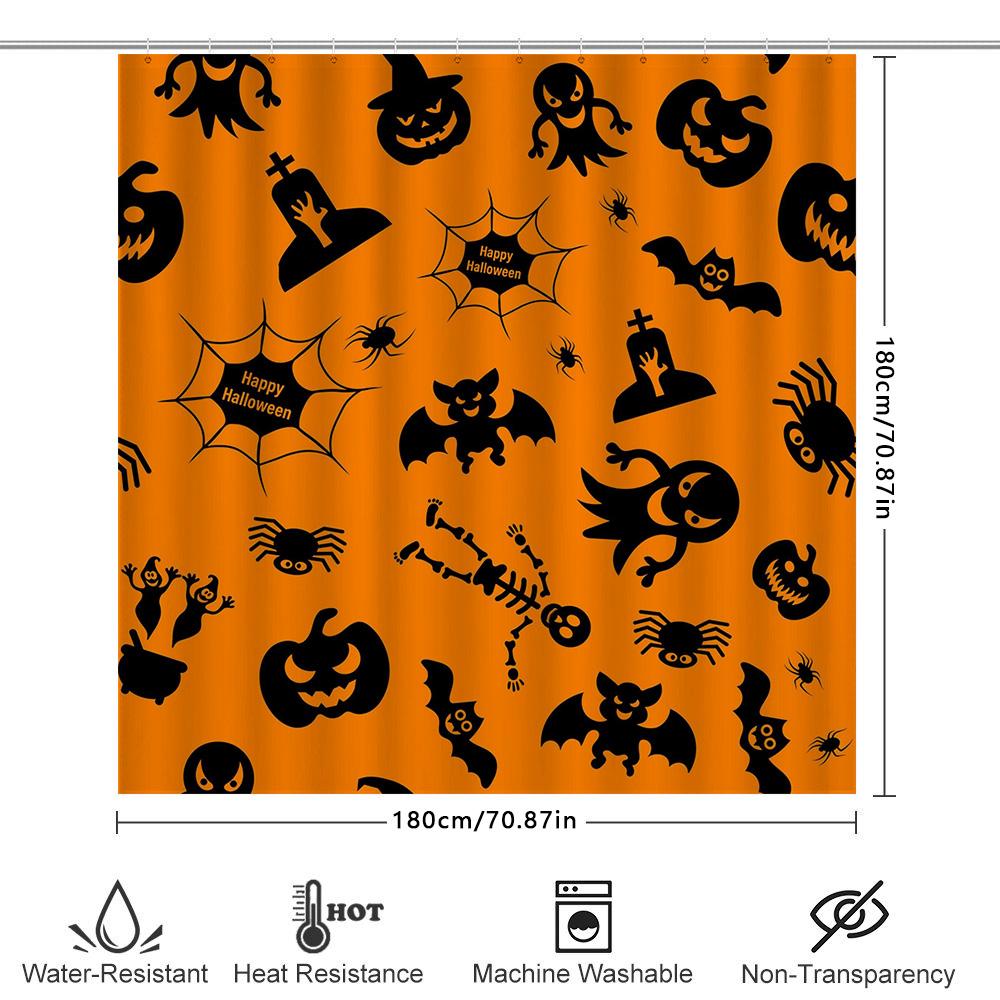 Halloween-Duschvorhang mit gruseligen Motiven für die Badezimmerdekoration während der Oktoberfeiern