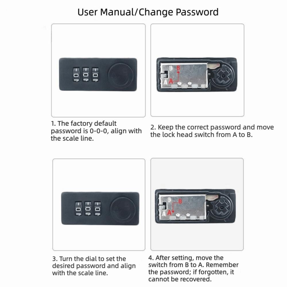 3 Digit Drawer Turntable Password Lock Anti-Theft Dial Combination Lock Safe Deposit Box