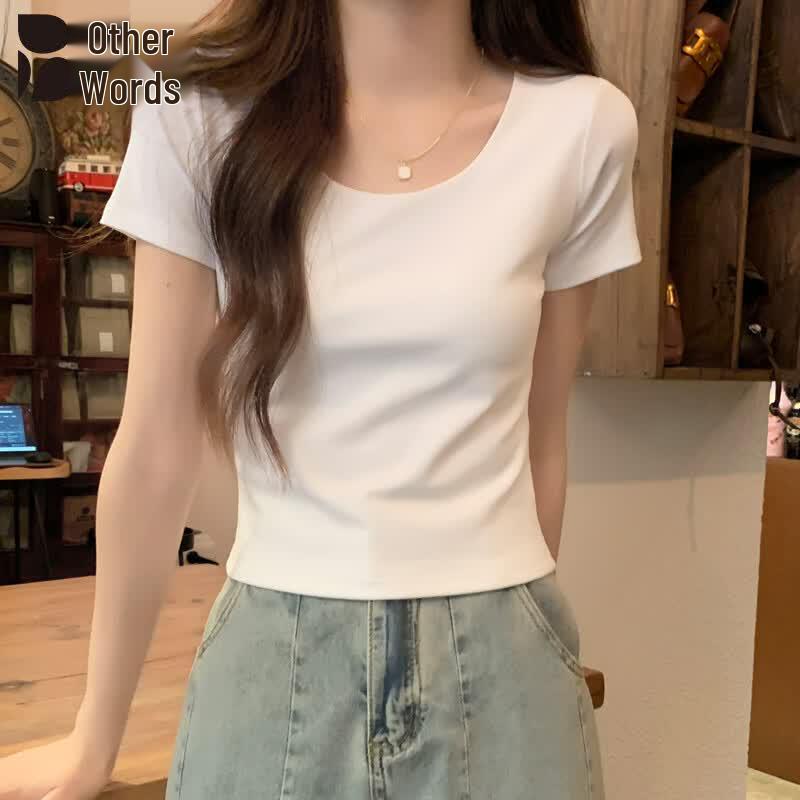 Bieyu Women s Slim Fit U-Neck Short Sleeve T-Shirt M