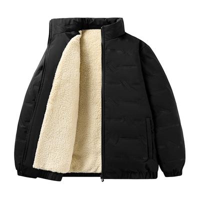 8XL Zimní pánská bavlněná bunda nadměrné velikosti, Hřejivá bavlněná bunda s vysokým límcem v jednobarevném provedení, Pánská bunda nadměrné velikosti