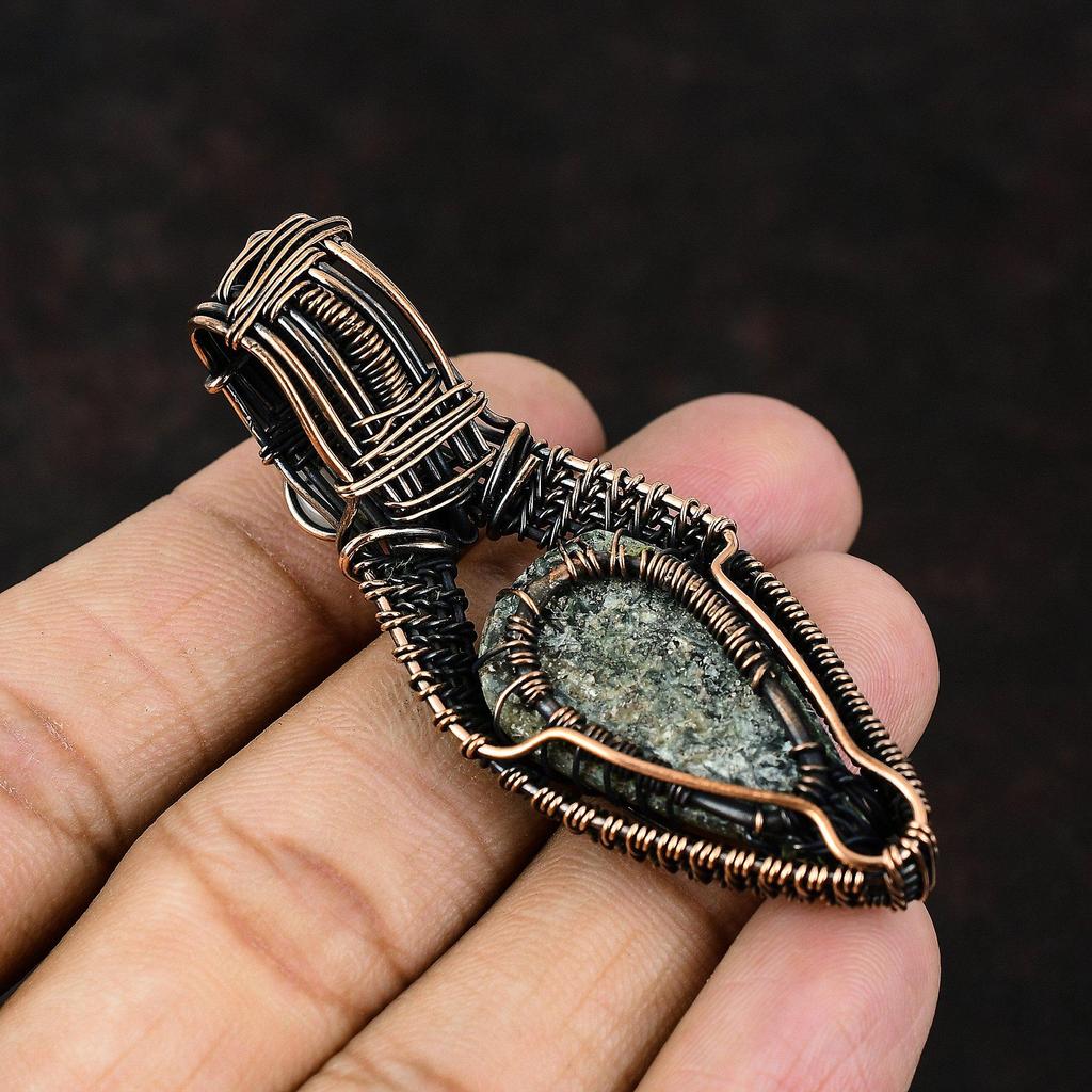 Lebensbaum Seraphinit Kupfer Anhänger Kupferdraht gewickelter Anhänger Edelsteinschmuck Regenbogenmondstein Anhänger Handgefertigter Schmuck Geschenk für Sie