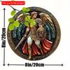 2d Flat 20*20cm, Angel Warrior Wooden Sign, Traditional Mythological Warrior Wall Art, Festive Holiday Decor, for Home, Kitchen, Garden, Bedroom, Bar.