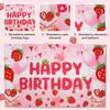 Strawberry Shortcake Happy Birthday Decorations Banner, Strawberry Themed Birthday Party Decoration Backdrop, Berry First Birthday Background Party