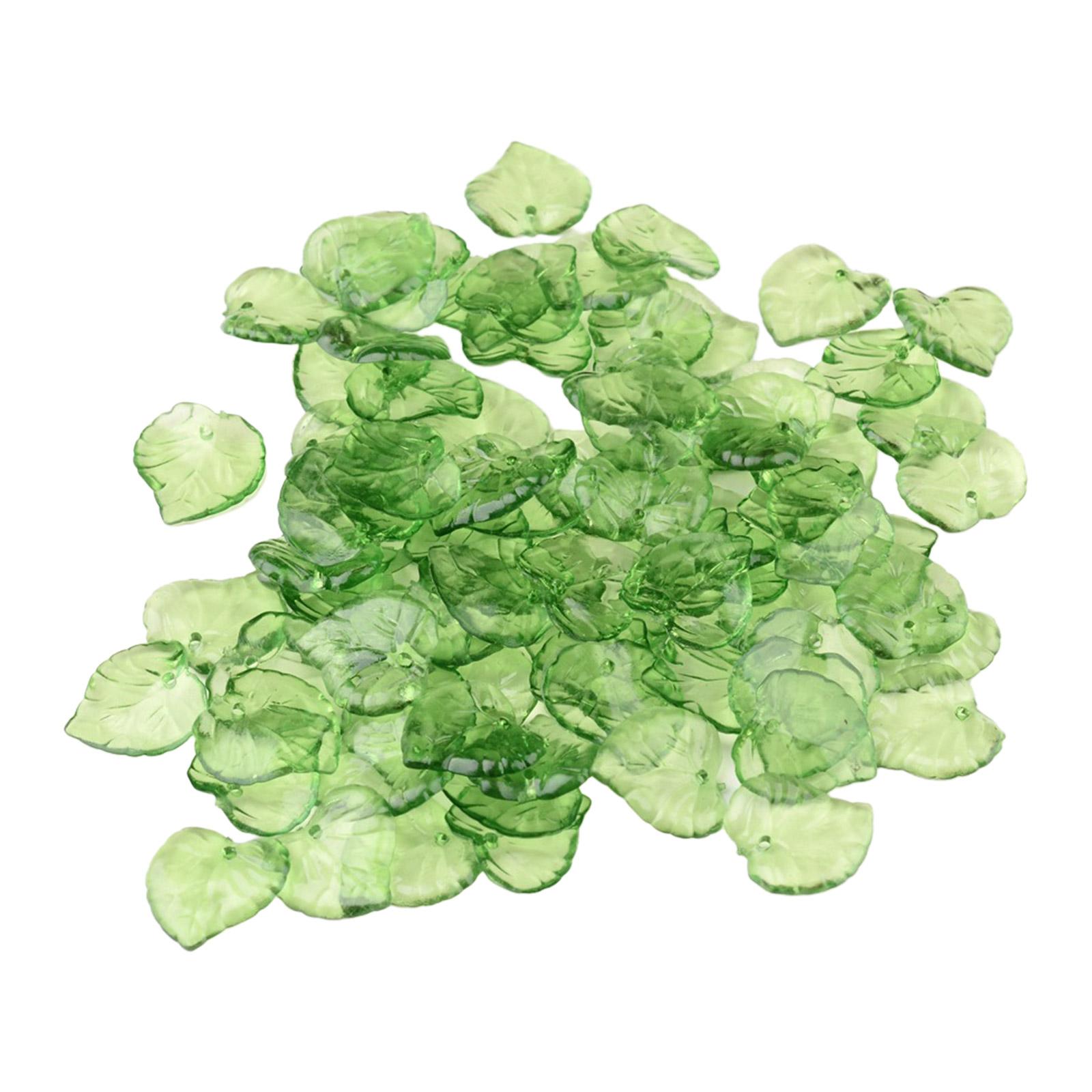 

100pcs Acrylic Leaf Pendant Green Leaves Charm Jewelry DIY for Necklace Keychain Earring Jewelry Making Accessories