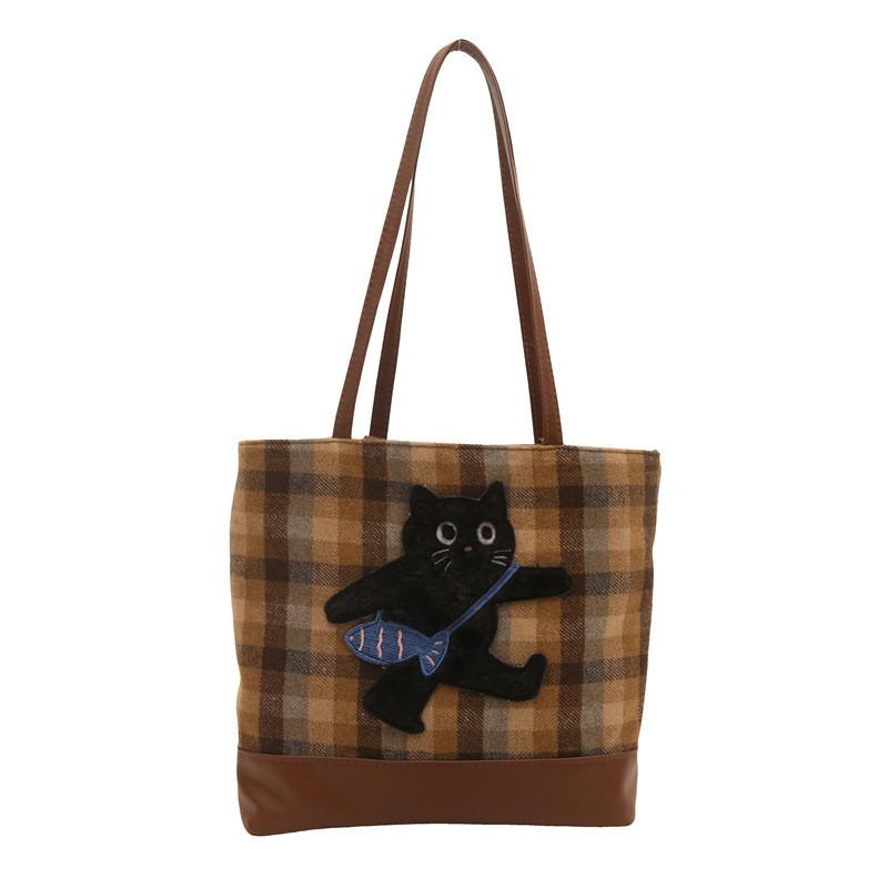 

Stylish Large Capacity Cartoon Shoulder Tote Bag Winter Collection In Blue And Brown
