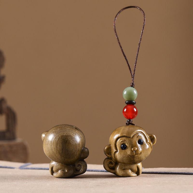 Auspicious Green Sandalwood Dragon Zodiac Cartoon Keychain & Universal Phone Lanyard