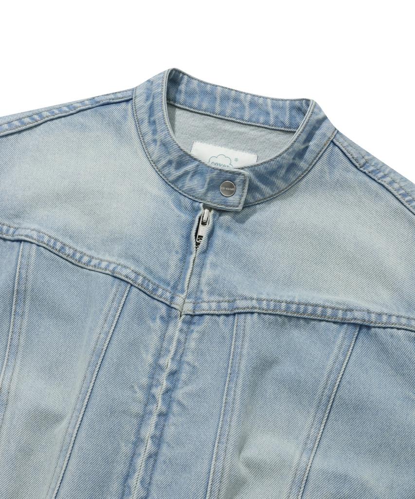 Covernat Woman Women'S Zip-Up Biker Denim Jacket Blue