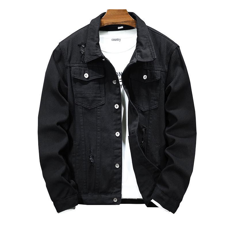 

2023 Men s European and American Black Denim Jacket – Spring Collection for Youth XL