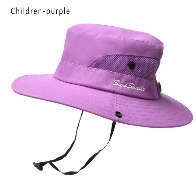 Summer hat children s outdoor sun hat, ponytail hole fisherman hat, sun protection sun Caps comfortable and breathable