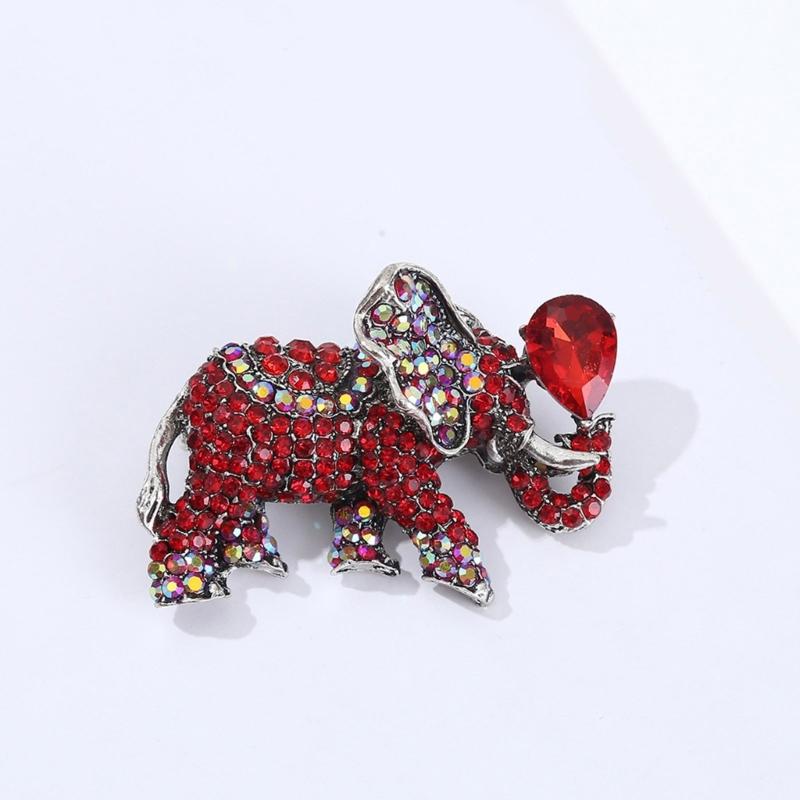 Sparkling Rhinestones Elephant Brooch Elegant Design Corsage Pin For Party Evening Wear Symbolizing Luck
