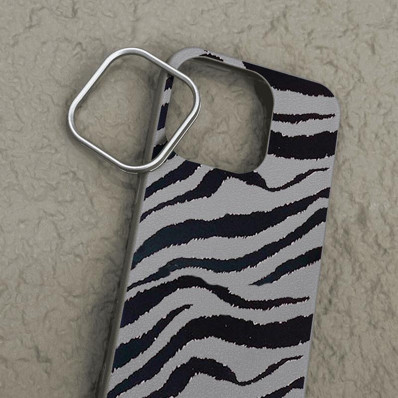 Zebra-Print Shockproof Soft Case For iPhone 16 Pro Max 15 Pro 14 Plus 13 12 11 Lens Protection Matte Leather Texture TPU Slim Phone Cover