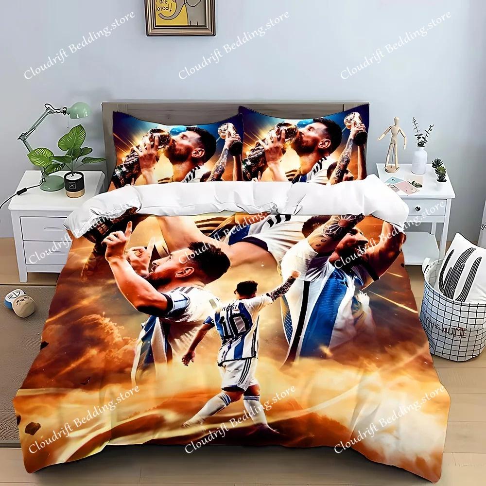 Football Star Duvet Cover Pillowcase M-Messi CR7 Bedding Set Adult Boy Girl Bedroom Decoration Gift Single Double Large Size963
