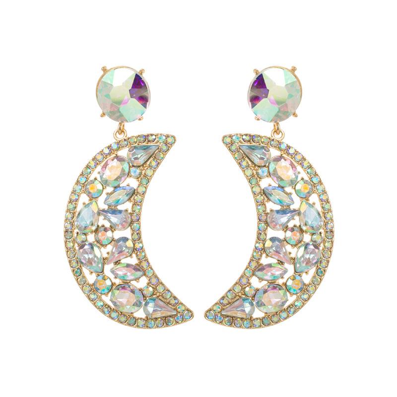 

Женские серьги-капли, серьги из сплава в форме полумесяца, серьги с кристаллами, темпераментные серьги высокого качества OneSize бежевый