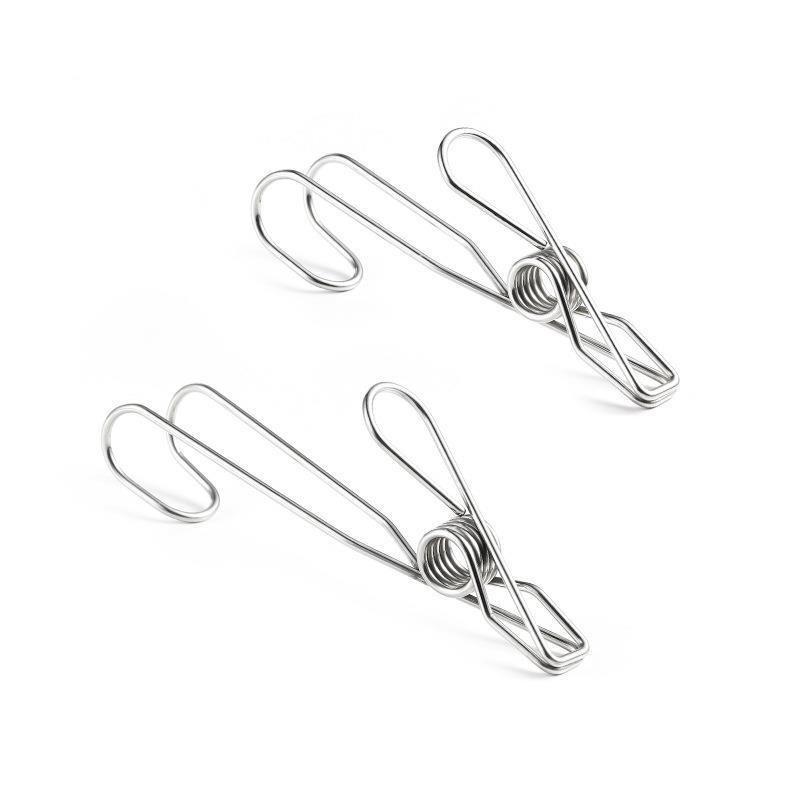 Stainless Steel Hanging Clips with Hooks for Windproof Clothes Drying and Bathroom Organization