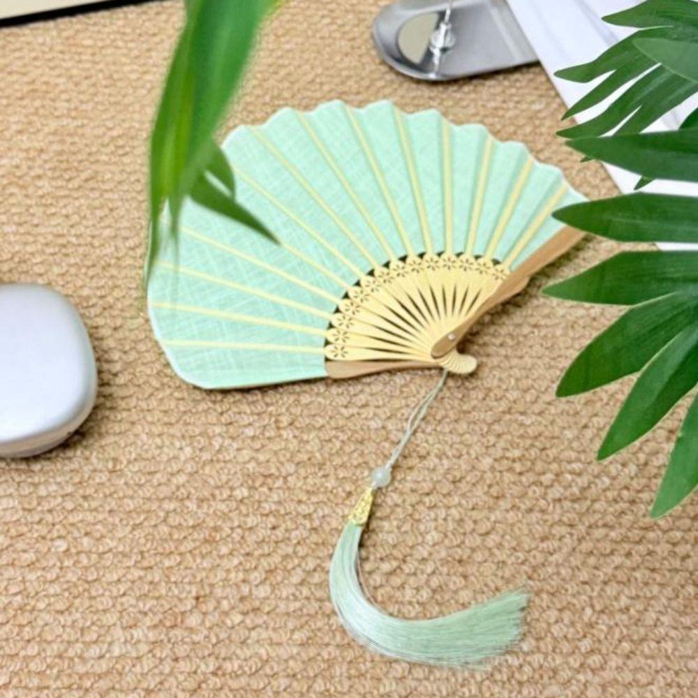 Bamboo Frame Folding Hand Fan Shell-Shaped Dance Fan Creative Summer Cooling Fan Photo Prop