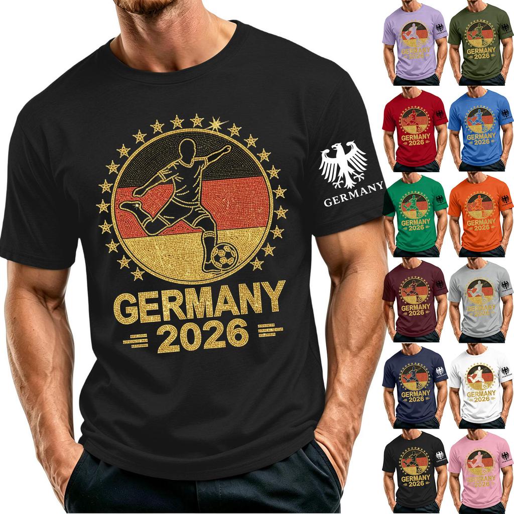 Men's Casual Printed Round Neck Short Sleeve T-Shirt - Lightweight Breathable