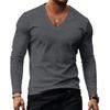 Casual sportief ondershirt voor heren, V-hals top met lange mouwen