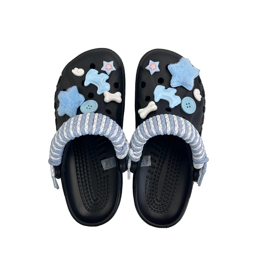 Crocs Baya EVA Blue Puppy Cute, Fun and Fashionable Fresh Niche Non-Collision College Casual Versatile Hole Shoes Unisex Black