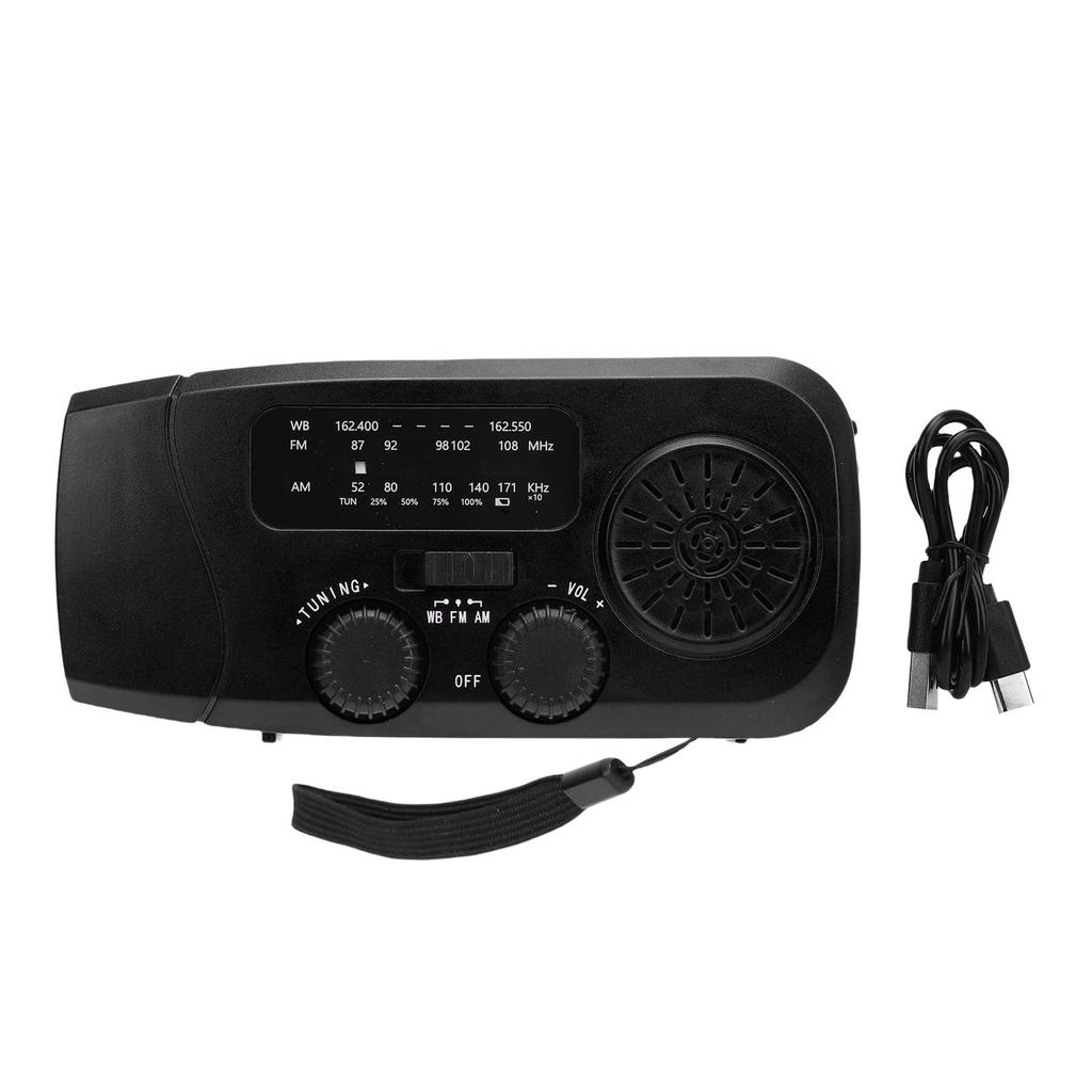 Solar Radio 2000mAh Battery Type C Charging Phone Emergency Weather Radio IPX3 Water Proof Portable for Camping