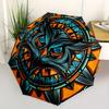 1pc Owl Mandala Automatic Open/close Umbrella, 8-Rib Sturdy Structure, Portable Travel Umbrella, Parties, Everyday Use, Outdoor Accessory, A