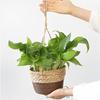 Stroh Hängender Korb Hanfseil Geflochtene Blumenkörbe Topfpflanzen Blumentöpfe