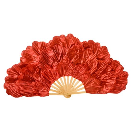 Folding Fan Waterproof 3-layer Petals Bamboo Handle Handheld Chinese Yangge Dance Fan Performance Prop for Performance