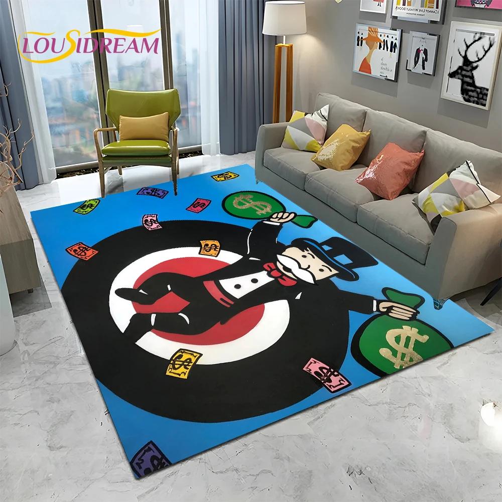 Retro Games Dollar Monopoly Cartoon Carpet Rug for Home Living Room Bedroom Sofa Doormat Decor,kids Area Rug Non-slip Floor Mat