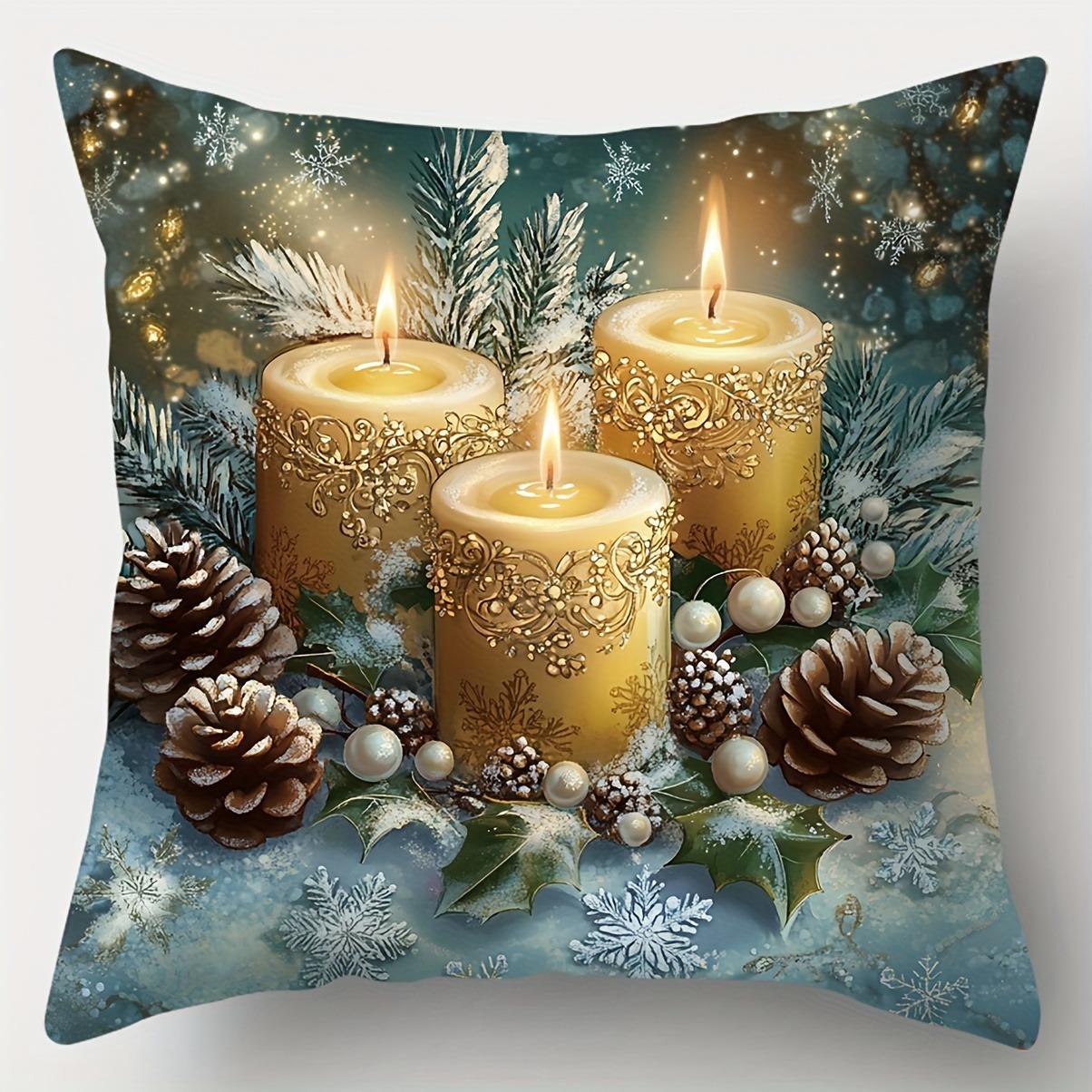 

Домашний Декор Рождественские Свечи и Подушка с Рисунком Милых Животных, Наволочка, Подходящая для Дивана, Спальни, Автомобиля 45x45cm