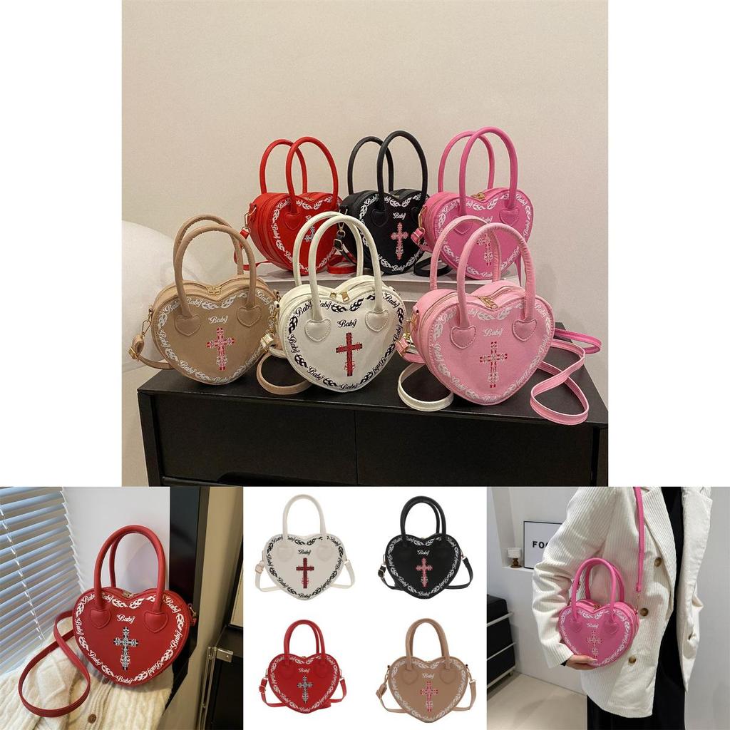 Trendy Heart-shaped Handbag For Women Street Style Versatile Fashion Pu Bag