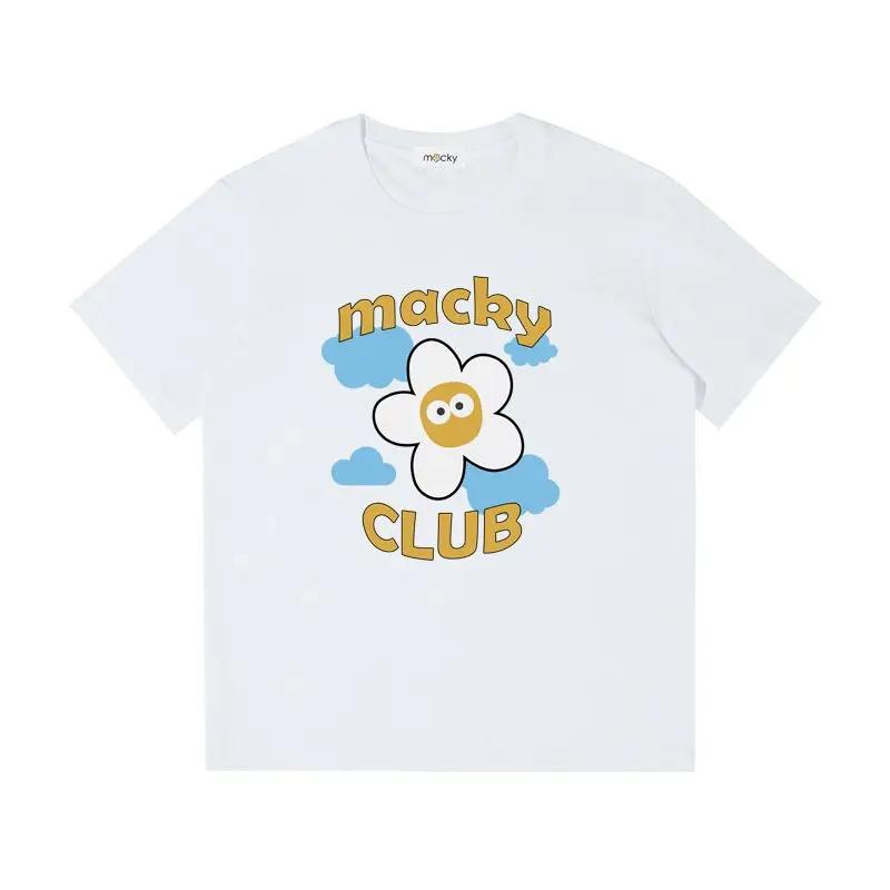 Korean High-quality MACKY Golf 24 Women's Letter-printed Flower Short-sleeved T-shirt Printed Crew-neck Top Graphic T Shirts