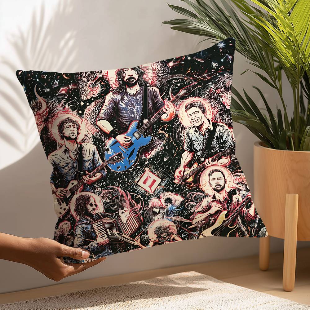 

Rock Band-F-Foos Fighters Pillow Case Plush Fabric Soft Pillowcase Double Sided Print Cushion Cover Household Gifts 12x12Inch