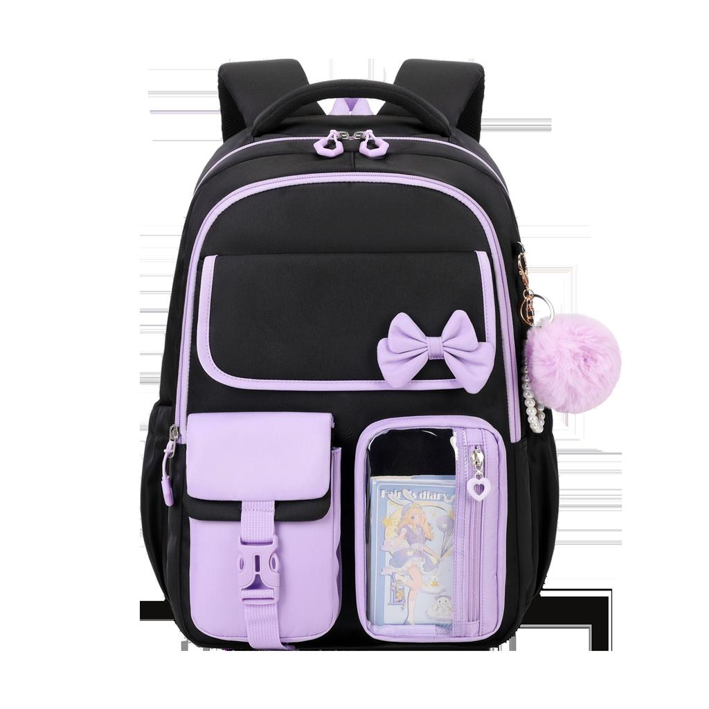 3pecs/set Elementary Bow School Bags Large Capacity Cute Backpack for Junior High School Girls with Pencil Case Lunch Box Set