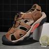 Men's Plus Size Closed-Toe Leather Sandals – Casual, Breathable, Outdoor Summer Beachwear