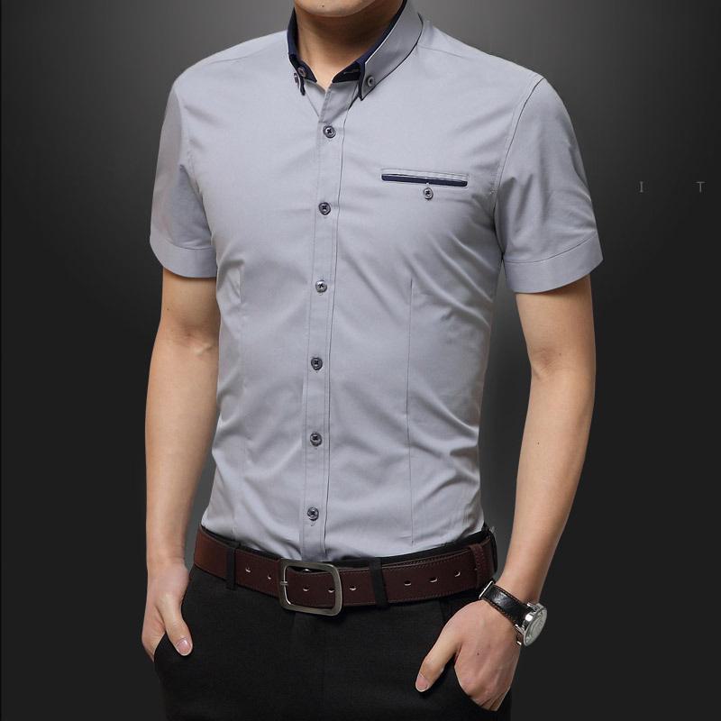 

Чоловіча біла ділова повсякденна сорочка Emperor Slim Fit з коротким рукавом L сірий