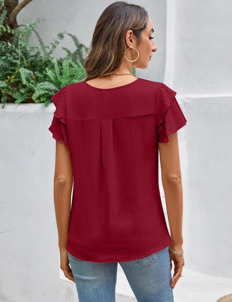 2025 Women's Spring/Summer Casual Pleated Short-Sleeve Pullover T-Shirt.
