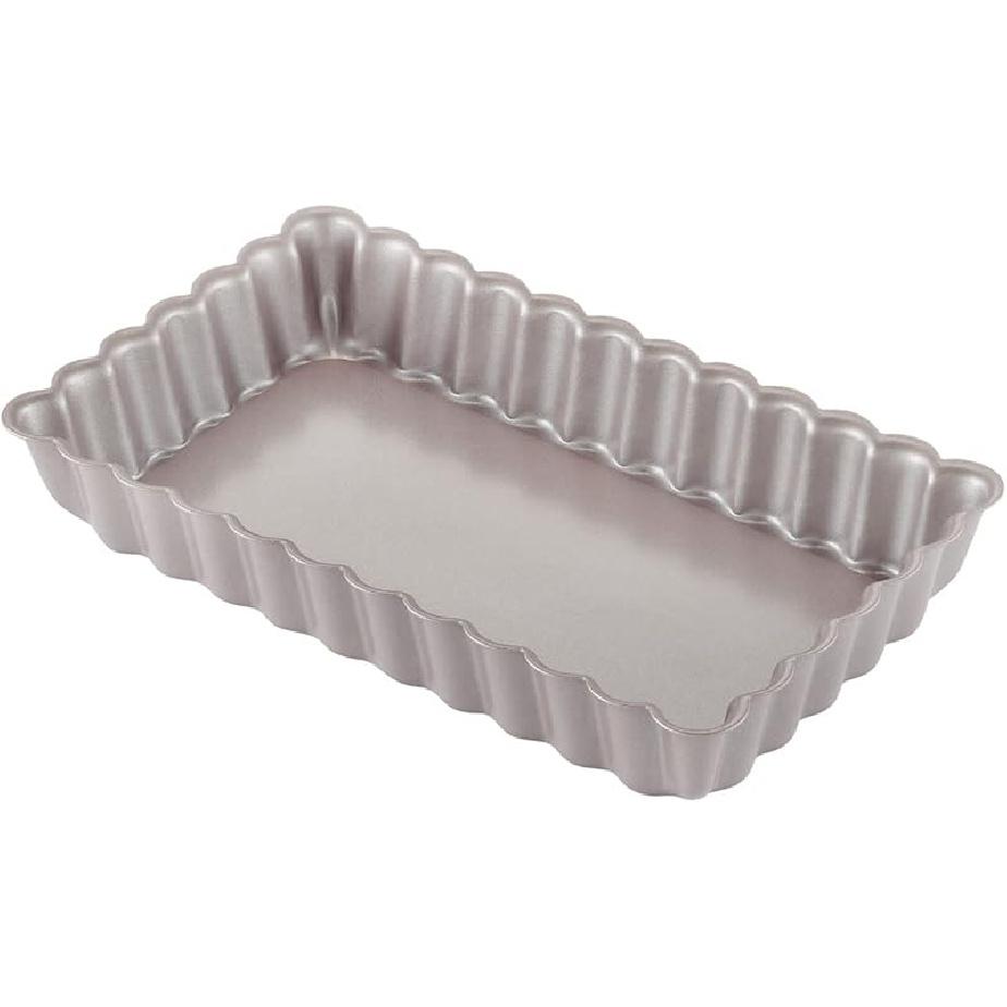 CHEFMADE 9.5-Inch Round Tart Pan with Removable Loose Bottom, Non-Stick Carbon Steel Quiche Pan for Oven Baking (Champagne Gold) 07 - 4 x 7 Rectangle