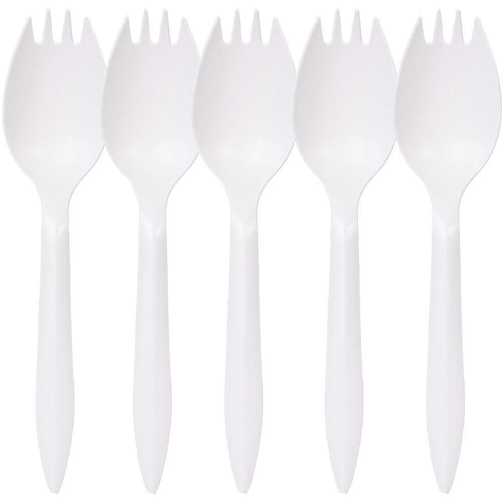 50-5Pcs Disposable Tableware Biodegradable Plastic Soup Spoons Fork Knife for Parties Lunches Picnics Desserts or Appetizers