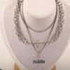 Trendy Punk Double Layered Dark Zircon Necklace: European & American Titanium Steel
